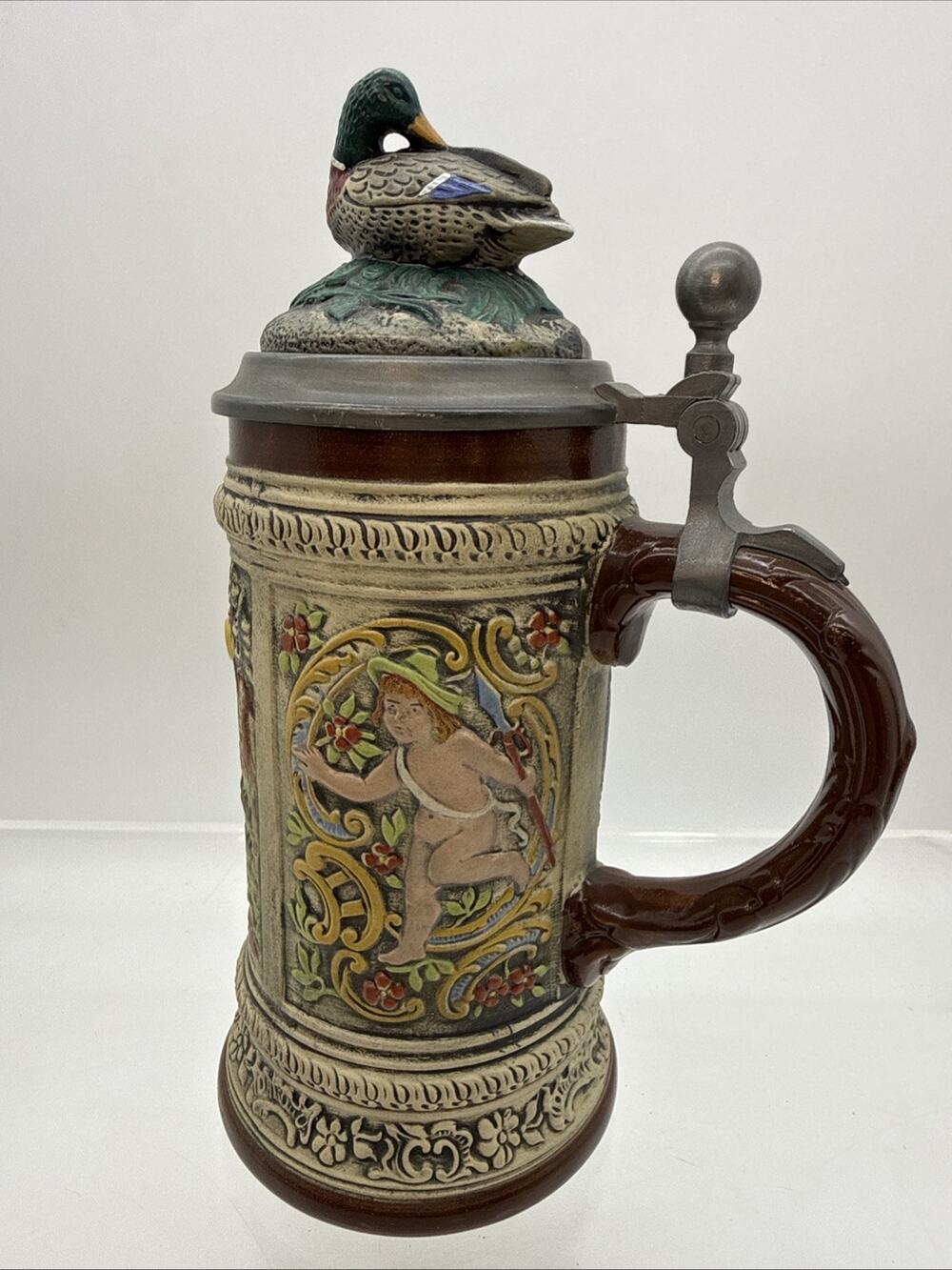 Vintage GERZ “Old Gerz” West Germany Beer Stein – Pewter Lid with Mallard Duck